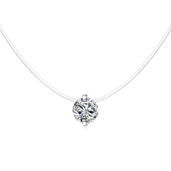 Colar Ponto de Luz Nylon Moissanite 6,5mm  Prata 925 Eternal