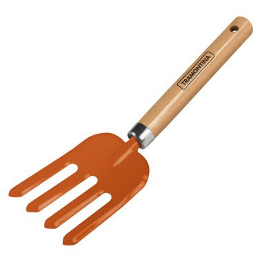 Garfo Metálico com 4 Dentes para Jardinagem Tramontina com Cabo de Madeira