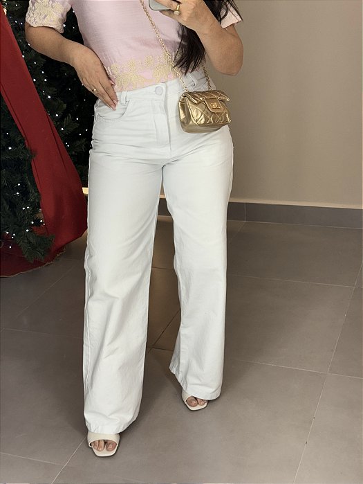 Calça pantalona Jeans Branca