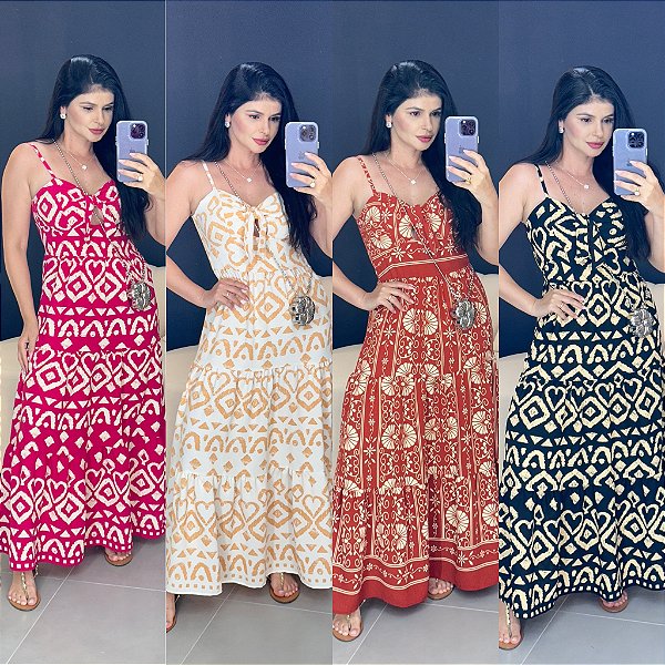 Vestido estampado c/ laço na frente - 223