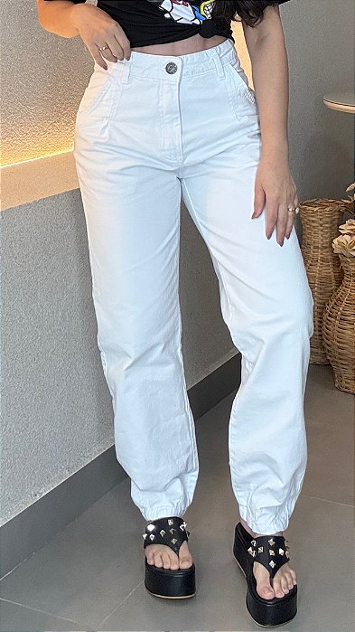 Calça jeans  branca Slouchy/Cenoura
