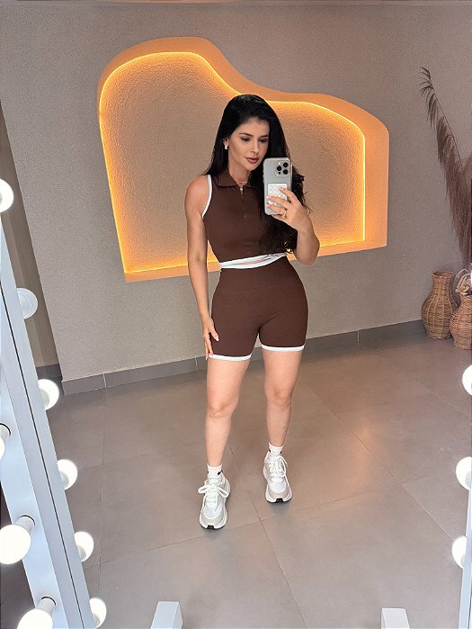 Conjunto Fitness regata polo + shorts 6004