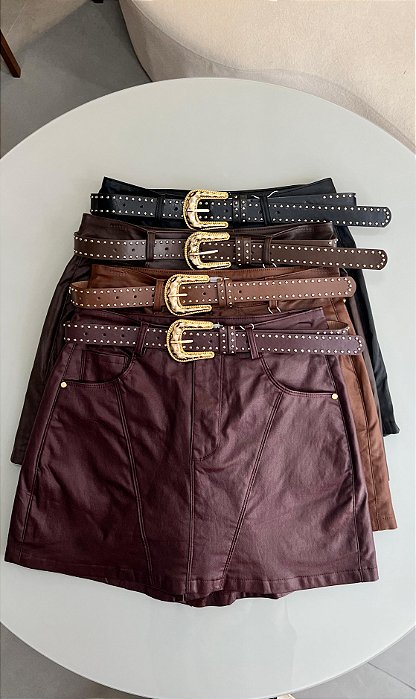 Shorts saia resinado c/ cinto - 44590