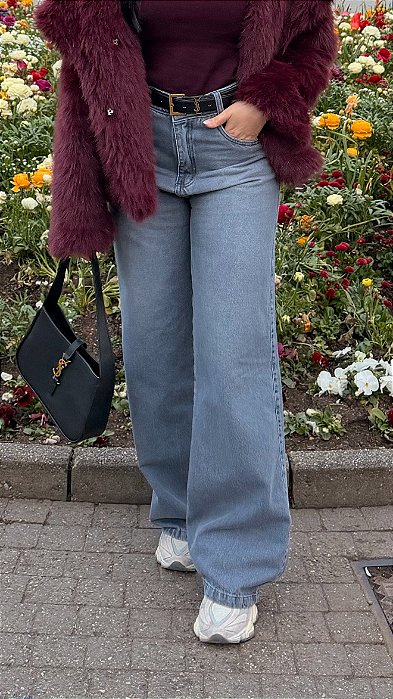 Calça jeans cinza wide leg - 061