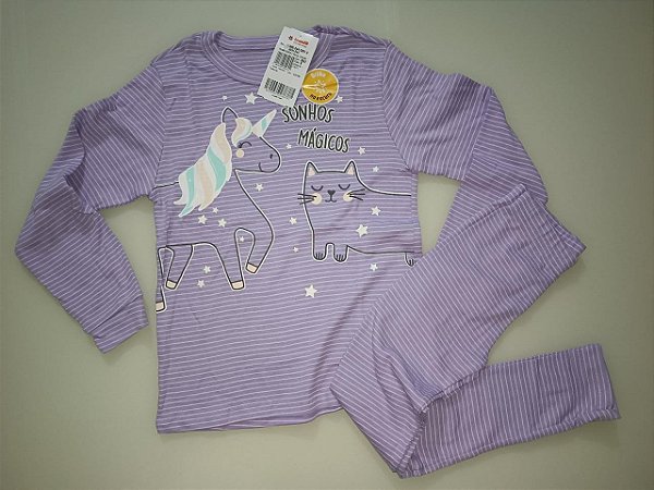 Pijama Infantil Brilha no Escuro Menina Blusa e Calça