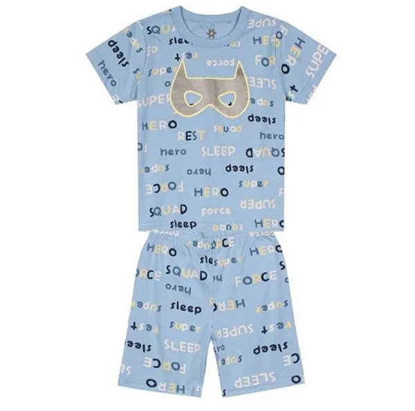 Pijama Infantil de Calor Menino Brilha no Escuro Camiseta e Bermuda