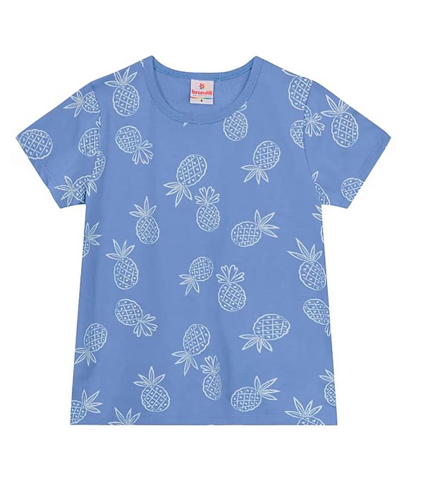 Blusa Manga Curta Infantil Menina Abacaxi Brandili