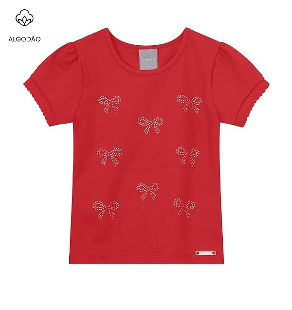 Blusa Infantil Menina com Laços em Strass Mundi