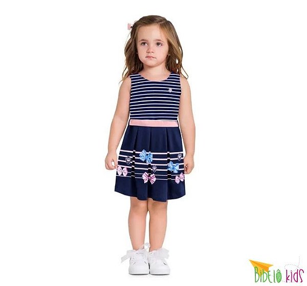 Vestido Infantil Cotton Listrado Mundi