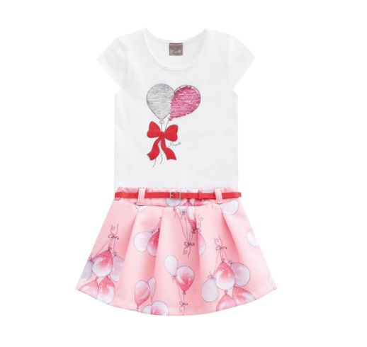 Conjunto Infantil Blusa e Shorts Saia Mundi