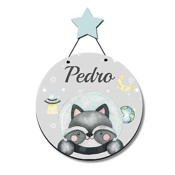 Porta Maternidade Astronauta Aquarela Com Pendurador