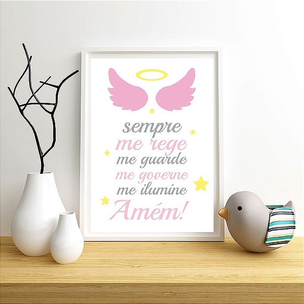 Quadro Infantil Menina Anjo da Guarda