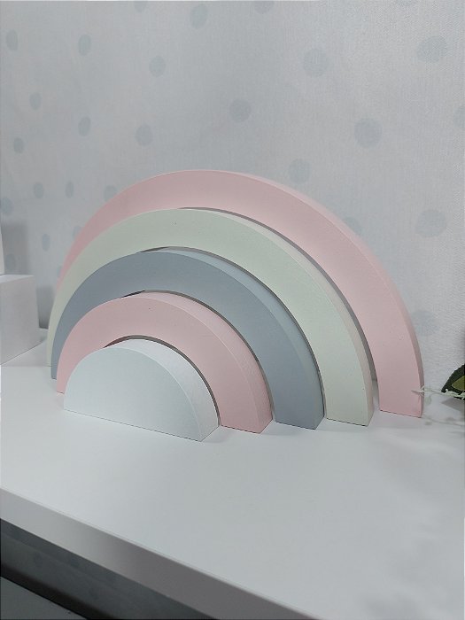 Arco Iris em mdf para Quarto Menina em Cinza e Rosa