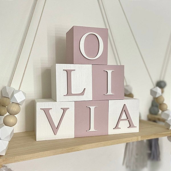 Cubo Decorativo Personalizado em MDF com Nome para Quartos Infantis