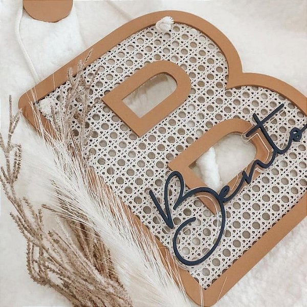Enfeite Rattan Porta Maternidade Nome Personalizado