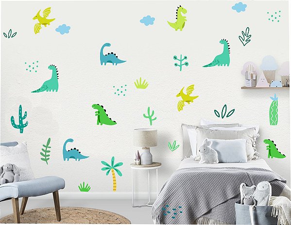 Adesivo Infantil Dinossauro em Tons de Verde