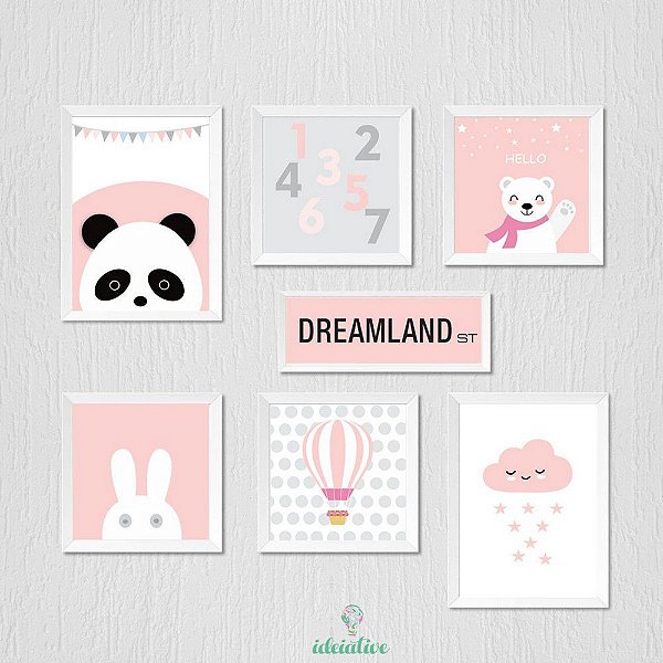 Quadro Panda Dreamland - Decoração Menina