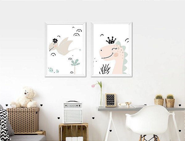 Quadro Infantil para Menina Dinossauro