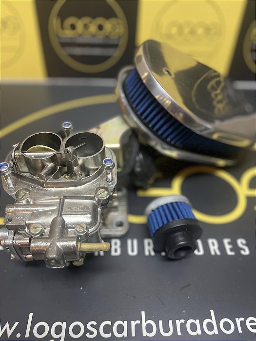 Carburador Mini Progressivo Álcool Motor Ap 1.6 + Filtro Esportivo Azul e Respiro