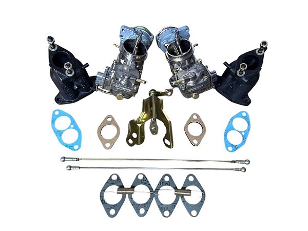 Kit Dupla Carburação Solex H32 Fusca 1600 Álcool com acionamento comum