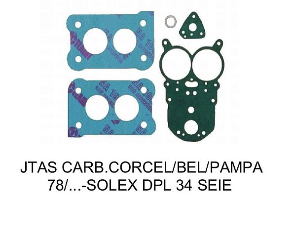 Juntas Carburador Corcel/Belina/Pampa - Solex Duplo H-34 SEIE