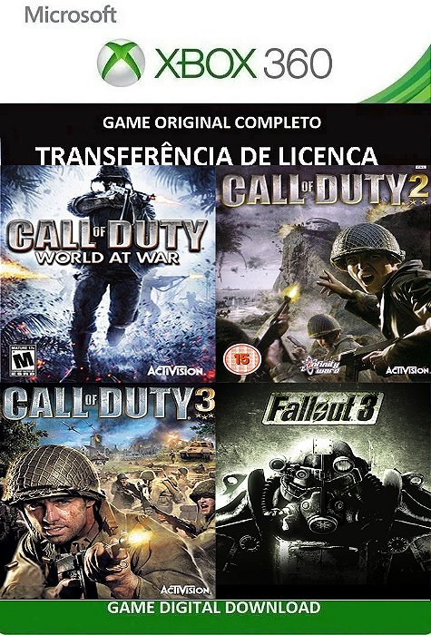 Call of Duty Triplo / Fallout 3  Xbox 360 Jogo Digital Transferência Licença