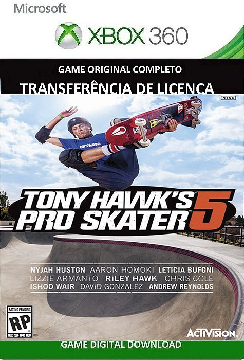 Tony Hawk's Pro Skater 5 Xbox 360 Jogo Digital Transferência Licença