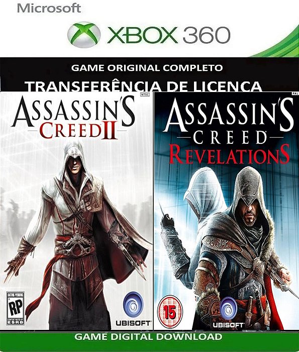 Assassins Creed Combo Duplo Xbox 360 Jogo Digital Transferência Licença