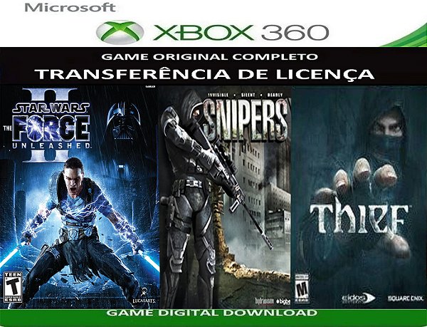 Star Wars: Force Unleashed II Combo triplo Xbox 360 Jogo Digital Transferência Licença