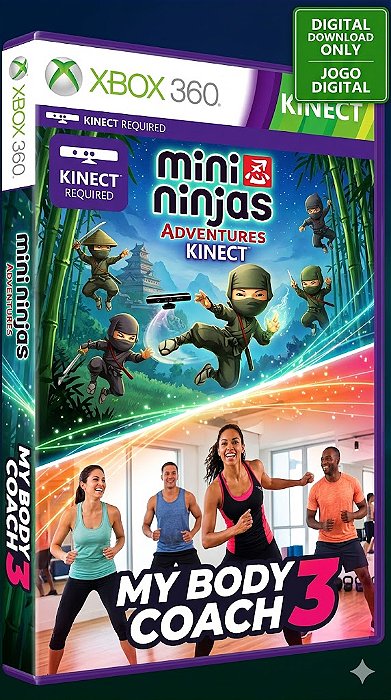 Mini Ninjas Adventures Kinect + My Body Coach 3 Xbox 360 Jogo Digital Transferência Licença