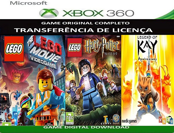 Lego Movie/Harry Potter/Legend of Kay/ 3 Jogos Xbox 360 Transferência Licença Digital