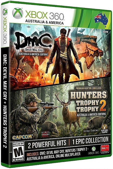 Hunter's Trophy 2 América & Australia + DMC DEVIL MAY CRY Xbox 360 Jogo Digital Transferência Licença