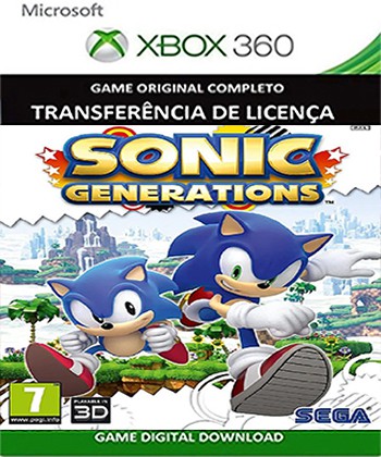Sonic Generations Game Xbox 360 Transferência de Licença Black