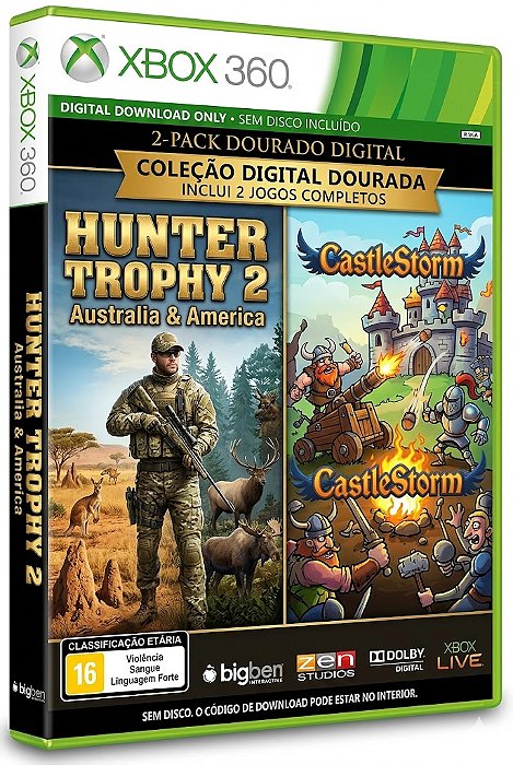 Hunter's Trophy 2 América & Australia + castlestorm Xbox 360 Jogo Digital Transferência Licença