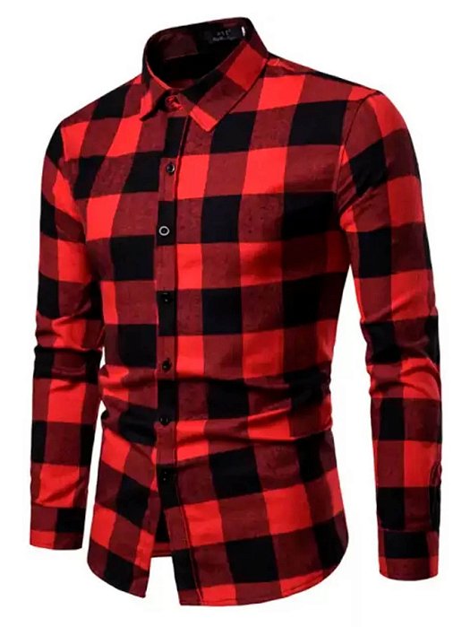 Camisa Xadrez Masculina Lenhador Manga Longa Flanelada