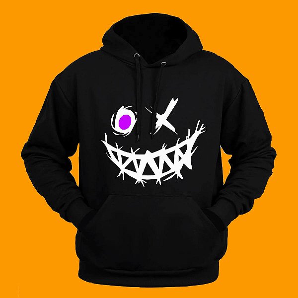 Blusão Moletom Algodão Blusa Frio Canguru Flanelado Estampa Sorriso Branco