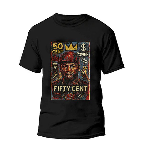Camiseta Street Wear Preta Estampa FIVE CENTS LEGEND 100% Algodão Linha Premium