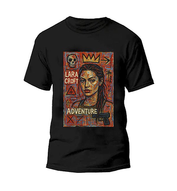 Camiseta Street Wear Preta Estampa LARA CROFT LEGEND 100% Algodão Linha Premium