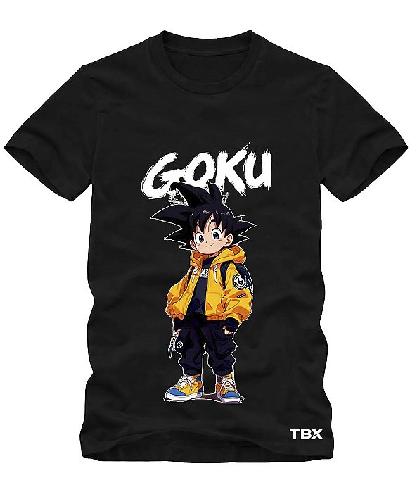 CAMISETA INFANTIL DE ALGODÃO PENTEADO GOKU