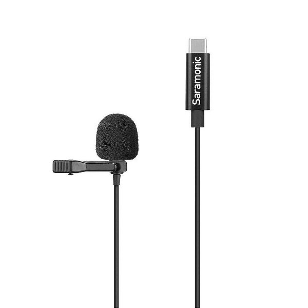 Microfone de lapela ultracompacto com clip e conector USB-C para Android - Cabo 2 metros