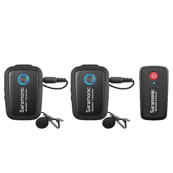 Sistema de Microfone Lapela sem fio duplo com Receptor para cameras & celulares