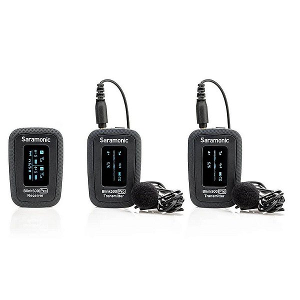 Sistema de Microfone Lapela sem fio duplo Profissional com receptor para celulares & câmeras