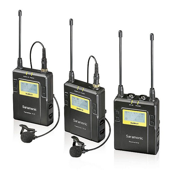 Sistema sem fio de Microfone Lapela  Duplo para câmera com transmissor de cintura UHF