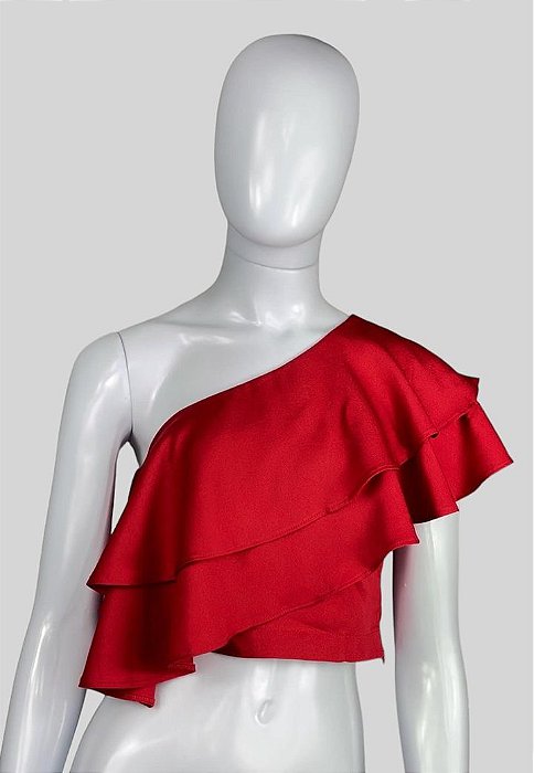 TOP 1 OMBRO COM BABADO VERMELHO TAMANHO 36