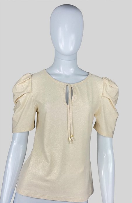 Blusa bege brilhosa tamanho P