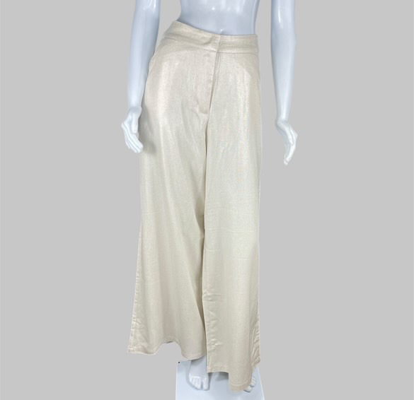 Calça viscol pantalon bege claro com brilho TAM 36