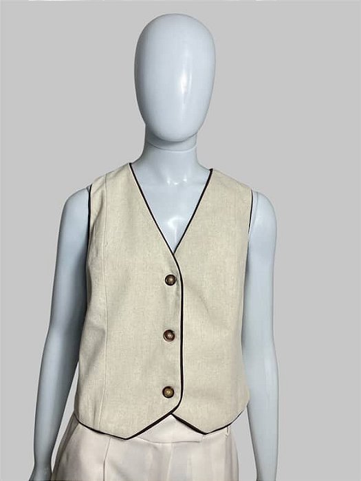 Colete tela cor bege claro TAM PP