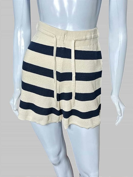 SHORT AZUL COM OFF WHITE TAM PP