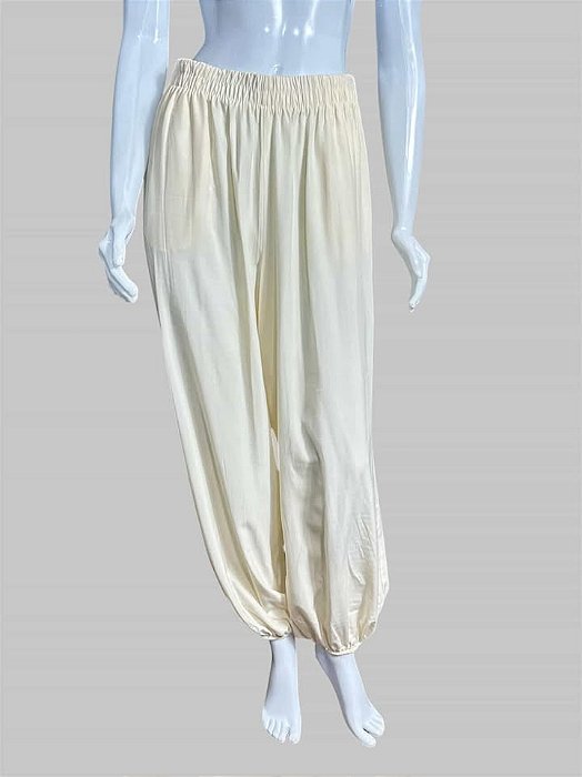 CALÇA ACETINADA OFF WHITE TAM P CÓD. 053