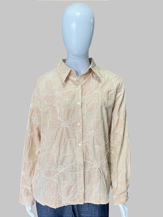 CAMISA FLORES IVETE BEGE CB66500#